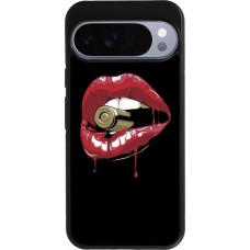 Google Pixel 10 Pro XL Case Hülle - Silikon schwarz Lips bullet