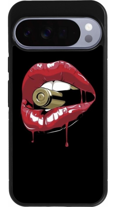 Google Pixel 10 Pro XL Case Hülle - Silikon schwarz Lips bullet