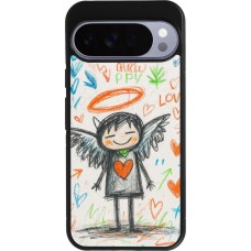 Google Pixel 10 Pro XL Case Hülle - Silikon schwarz Little Angel Sketch Love