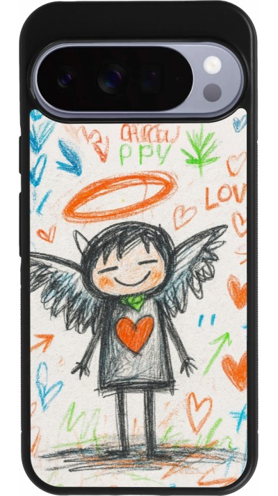 Google Pixel 10 Pro XL Case Hülle - Silikon schwarz Little Angel Sketch Love