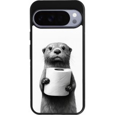Google Pixel 10 Pro XL Case Hülle - Silikon schwarz Otter Toilettenpapier