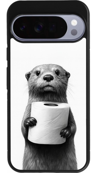 Google Pixel 10 Pro XL Case Hülle - Silikon schwarz Otter Toilettenpapier