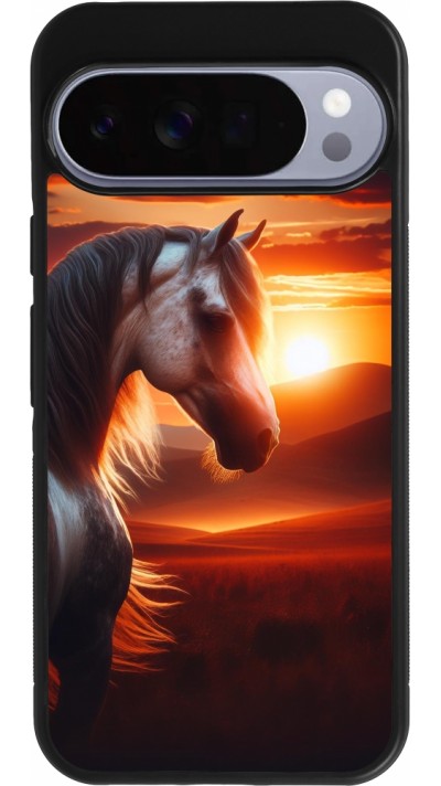 Coque Google Pixel 10 Pro XL - Silicone rigide noir Majestic Sunset Horse