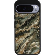 Coque Google Pixel 10 Pro XL - Silicone rigide noir Marbre Olive