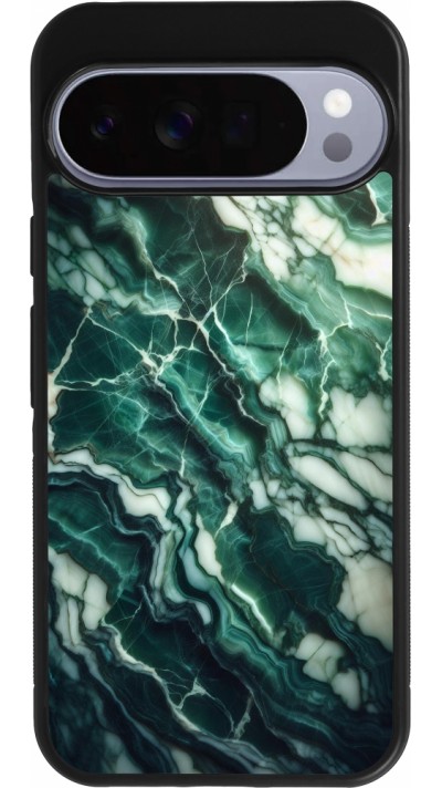 Coque Google Pixel 10 Pro XL - Silicone rigide noir Marbre vert majestueux