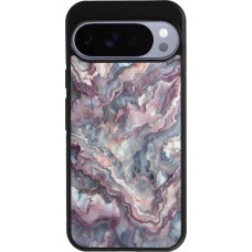 Coque Google Pixel 10 Pro XL - Silicone rigide noir Marbre violette argentée