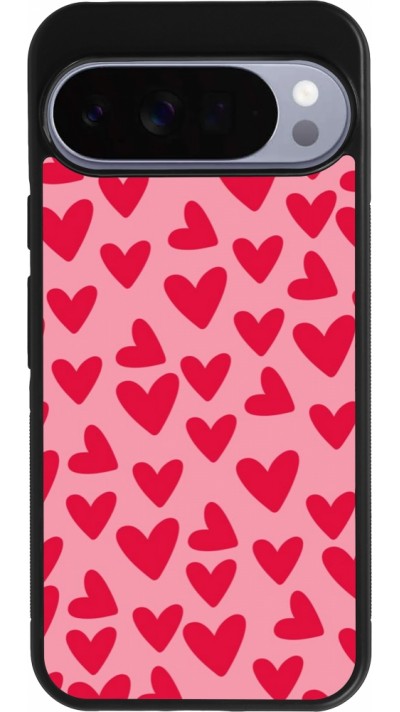 Coque Google Pixel 10 Pro XL - Silicone rigide noir Mom 2024 petits coeurs