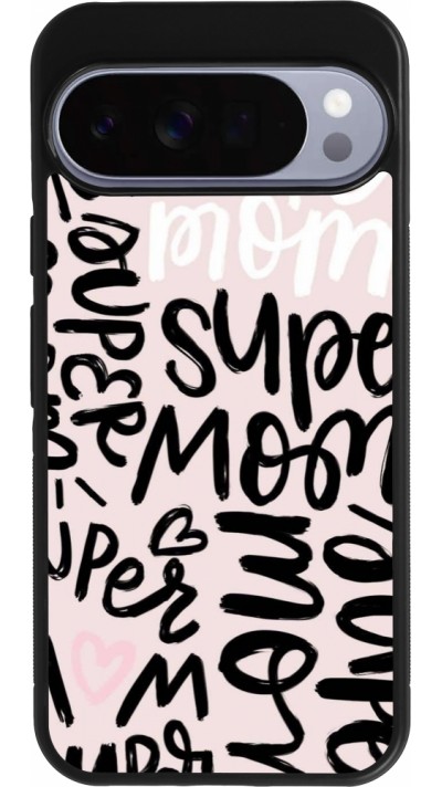 Coque Google Pixel 10 Pro XL - Silicone rigide noir Mom 2024 Super mom
