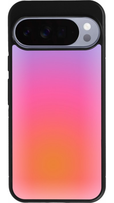 Coque Google Pixel 10 Pro XL - Silicone rigide noir Orange Pink Blue Gradient