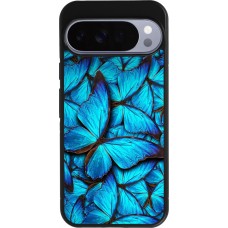 Coque Google Pixel 10 Pro XL - Silicone rigide noir Papillon bleu