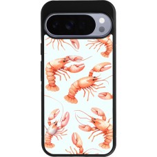 Coque Google Pixel 10 Pro XL - Silicone rigide noir Pattern de homards pastels