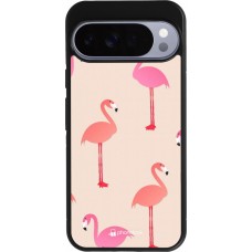 Coque Google Pixel 10 Pro XL - Silicone rigide noir Pink Flamingos Pattern