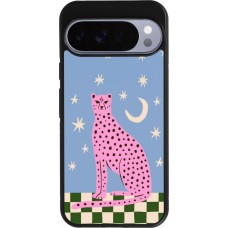 Coque Google Pixel 10 Pro XL - Silicone rigide noir Pink leopard with stars 2026