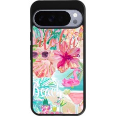 Coque Google Pixel 10 Pro XL - Silicone rigide noir Preppy Collage Aloha