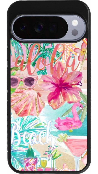 Coque Google Pixel 10 Pro XL - Silicone rigide noir Preppy Collage Aloha
