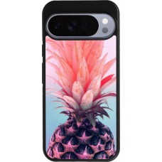 Coque Google Pixel 10 Pro XL - Silicone rigide noir Purple Pink Pineapple