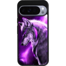 Coque Google Pixel 10 Pro XL - Silicone rigide noir Purple Sky Wolf