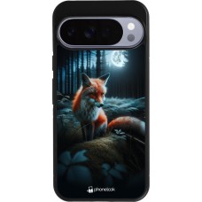 Coque Google Pixel 10 Pro XL - Silicone rigide noir Renard lune forêt