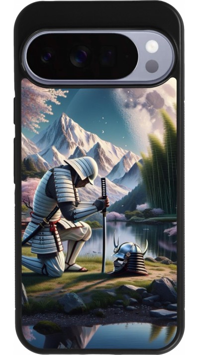 Coque Google Pixel 10 Pro XL - Silicone rigide noir Samurai Katana Lune