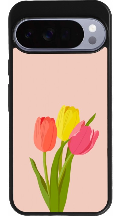 Coque Google Pixel 10 Pro XL - Silicone rigide noir Spring 23 tulip trio