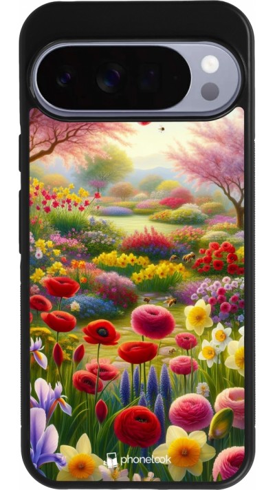Coque Google Pixel 10 Pro XL - Silicone rigide noir Spring 25 Bouquet printemps