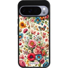 Coque Google Pixel 10 Pro XL - Silicone rigide noir Spring 25 printemps fleuri