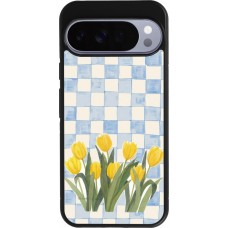 Google Pixel 10 Pro XL Case Hülle - Silikon schwarz Blue vichy tulips Spring 2026