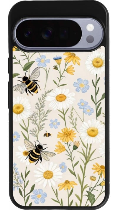 Coque Google Pixel 10 Pro XL - Silicone rigide noir Pattern bees Spring 2026
