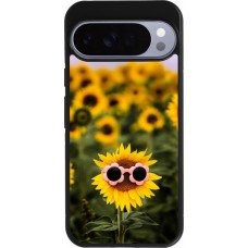 Coque Google Pixel 10 Pro XL - Silicone rigide noir Sunflower with glasses Spring 2026