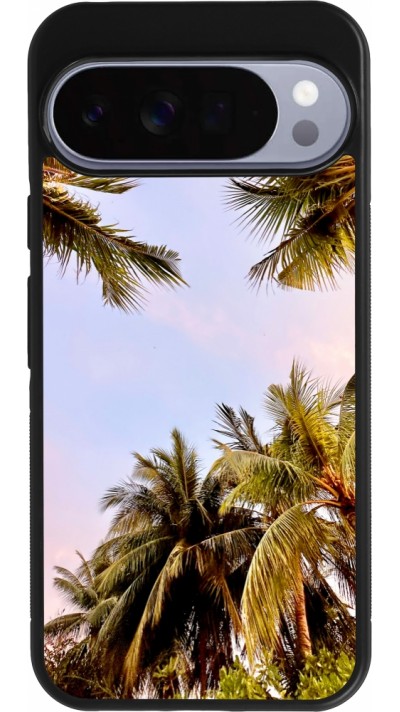 Coque Google Pixel 10 Pro XL - Silicone rigide noir Summer 2023 palm tree vibe