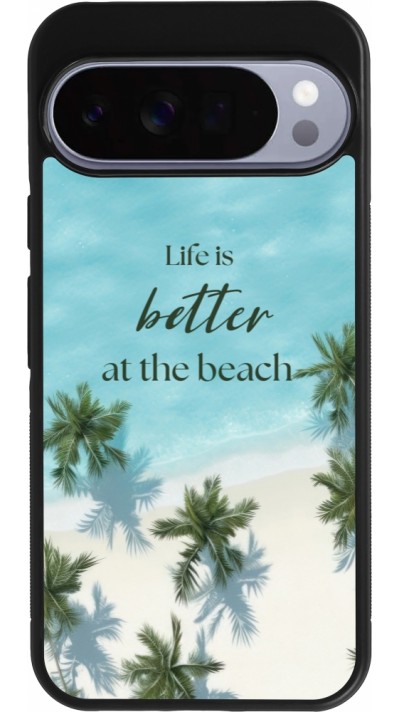 Coque Google Pixel 10 Pro XL - Silicone rigide noir Summer 2025 Life is better at the beach