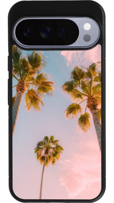 Coque Google Pixel 10 Pro XL - Silicone rigide noir Summer 2025 Palmiers