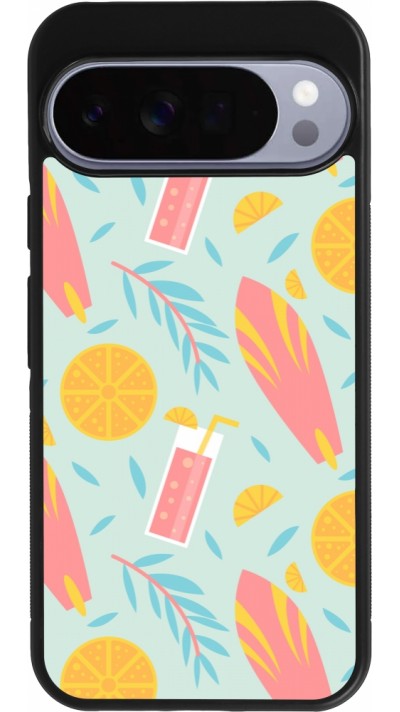 Coque Google Pixel 10 Pro XL - Silicone rigide noir Summer 2025 Pattern citron