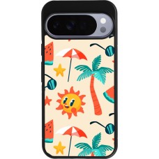 Coque Google Pixel 10 Pro XL - Silicone rigide noir Summer 2025 Pattern soleil