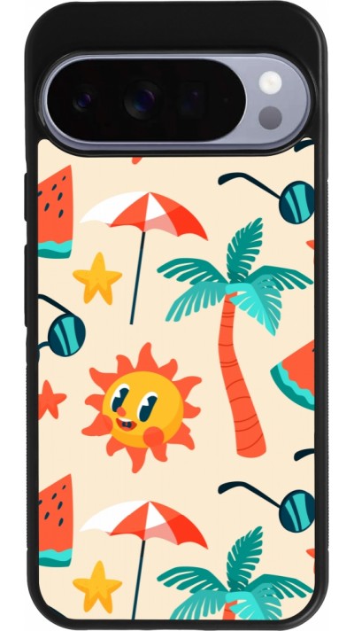 Coque Google Pixel 10 Pro XL - Silicone rigide noir Summer 2025 Pattern soleil