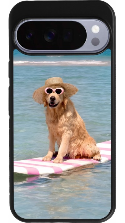 Coque Google Pixel 10 Pro XL - Silicone rigide noir Summer Dog on Paddle