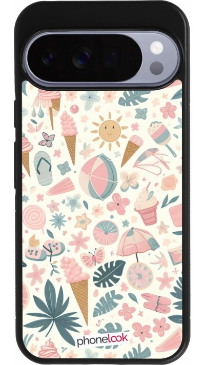 Google Pixel 10 Pro XL Case Hülle - Silikon schwarz Sommer Pink Muster