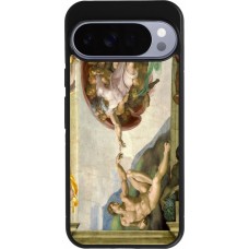 Coque Google Pixel 10 Pro XL - Silicone rigide noir Tableau art - La Création d’Adam - Michel-Ange