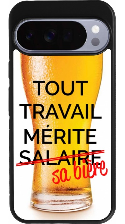 Coque Google Pixel 10 Pro XL - Silicone rigide noir Tout travail mérite sa bière