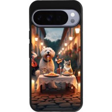 Coque Google Pixel 10 Pro XL - Silicone rigide noir Valentine 2024 Dog & Cat Candlelight