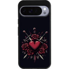 Coque Google Pixel 10 Pro XL - Silicone rigide noir Valentine 2024 gothic love