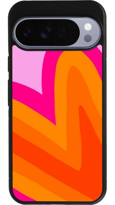 Coque Google Pixel 10 Pro XL - Silicone rigide noir Valentine 2024 heart gradient