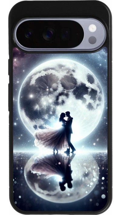 Coque Google Pixel 10 Pro XL - Silicone rigide noir Valentine 2024 Love under the moon