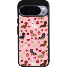 Coque Google Pixel 10 Pro XL - Silicone rigide noir Valentine 2024 puppy love