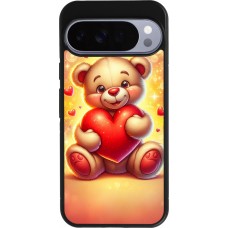 Coque Google Pixel 10 Pro XL - Silicone rigide noir Valentine 2024 Teddy love