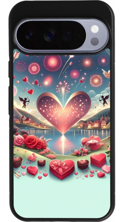 Coque Google Pixel 10 Pro XL - Silicone rigide noir Valentine 2025 Chic