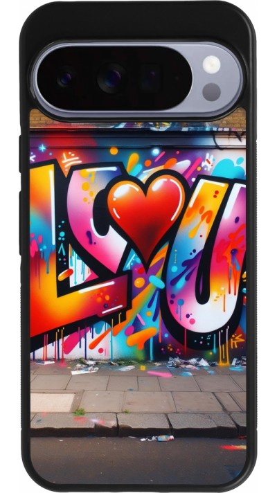 Coque Google Pixel 10 Pro XL - Silicone rigide noir Valentine 2025 Love U Tag