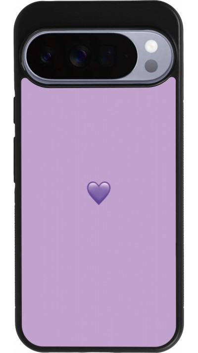 Coque Google Pixel 10 Pro XL - Silicone rigide noir Valentine 2023 purpule single heart