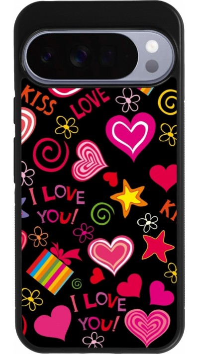 Google Pixel 10 Pro XL Case Hülle - Silikon schwarz Valentine 2023 love symbols