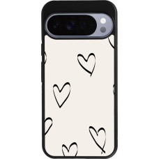 Coque Google Pixel 10 Pro XL - Silicone rigide noir Valentine 2023 minimalist hearts
